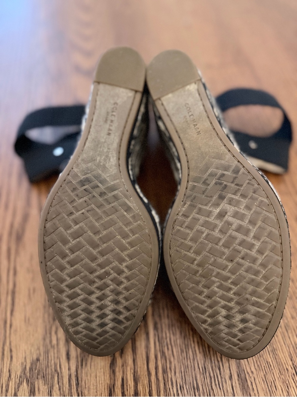 Cole Haan Black Espadrille Wedge Sandals with Elastic Ankle Wrap - Picture 7 of 7